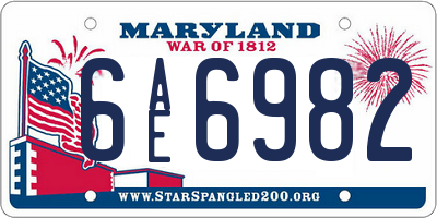 MD license plate 6AE6982