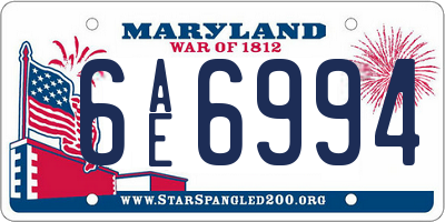 MD license plate 6AE6994