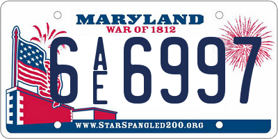 MD license plate 6AE6997