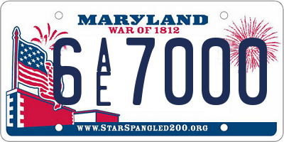 MD license plate 6AE7000