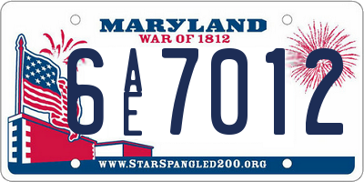 MD license plate 6AE7012