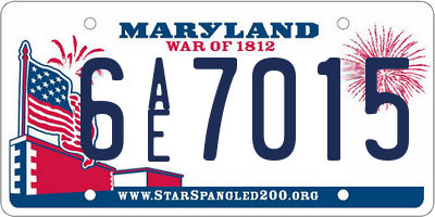 MD license plate 6AE7015