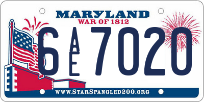 MD license plate 6AE7020