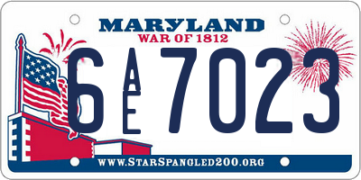 MD license plate 6AE7023
