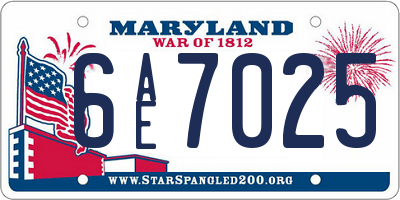 MD license plate 6AE7025
