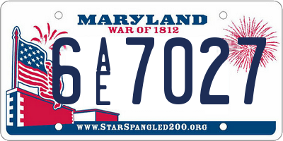 MD license plate 6AE7027