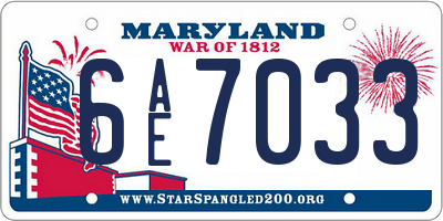 MD license plate 6AE7033