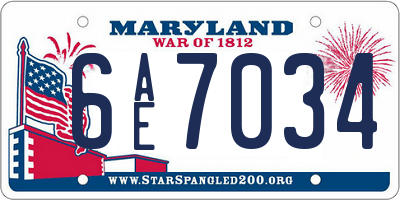 MD license plate 6AE7034