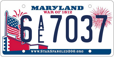 MD license plate 6AE7037