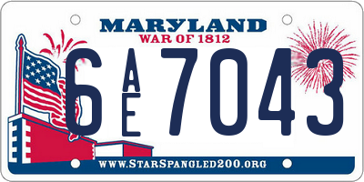MD license plate 6AE7043