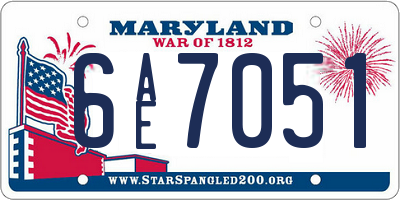MD license plate 6AE7051