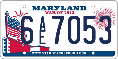 MD license plate 6AE7053