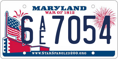 MD license plate 6AE7054