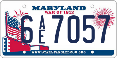 MD license plate 6AE7057