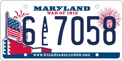 MD license plate 6AE7058