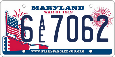 MD license plate 6AE7062