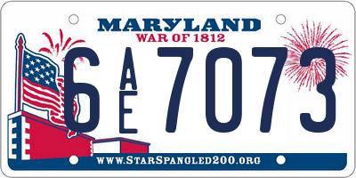 MD license plate 6AE7073