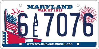 MD license plate 6AE7076