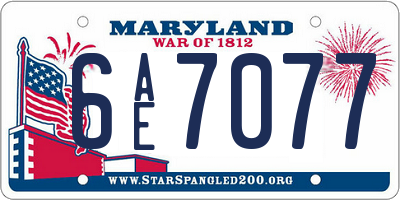MD license plate 6AE7077