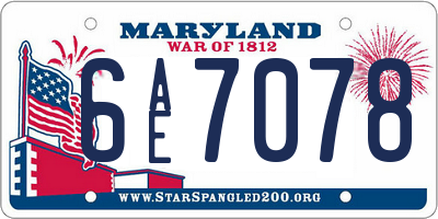 MD license plate 6AE7078