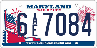 MD license plate 6AE7084