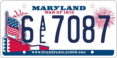 MD license plate 6AE7087