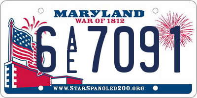 MD license plate 6AE7091