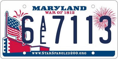 MD license plate 6AE7113