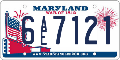 MD license plate 6AE7121