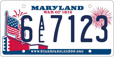 MD license plate 6AE7123
