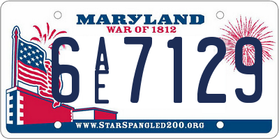 MD license plate 6AE7129
