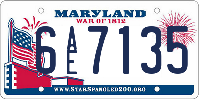 MD license plate 6AE7135