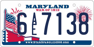 MD license plate 6AE7138