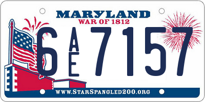 MD license plate 6AE7157