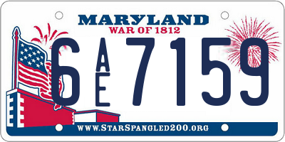 MD license plate 6AE7159