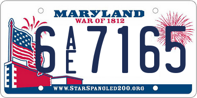 MD license plate 6AE7165