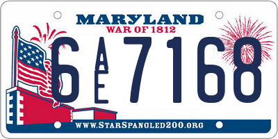 MD license plate 6AE7168