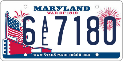 MD license plate 6AE7180