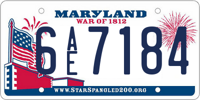 MD license plate 6AE7184