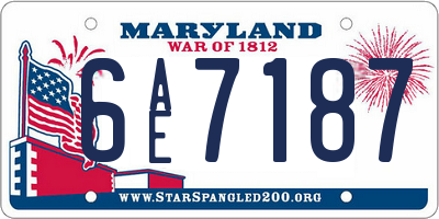MD license plate 6AE7187