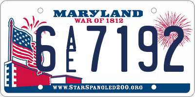 MD license plate 6AE7192