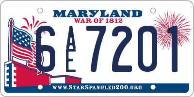 MD license plate 6AE7201