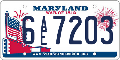 MD license plate 6AE7203