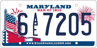 MD license plate 6AE7205