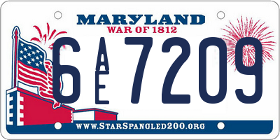MD license plate 6AE7209