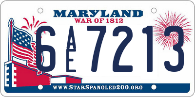 MD license plate 6AE7213