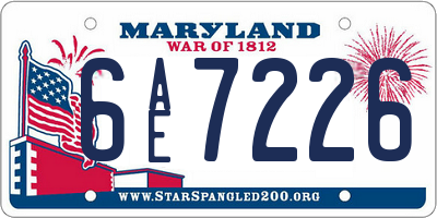MD license plate 6AE7226