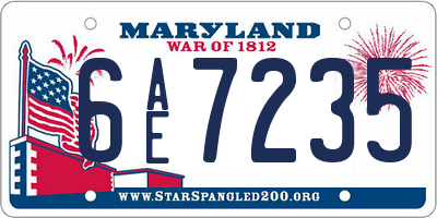 MD license plate 6AE7235