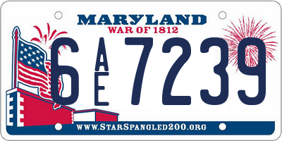 MD license plate 6AE7239
