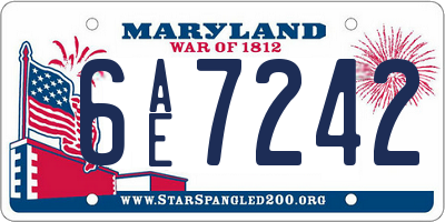 MD license plate 6AE7242